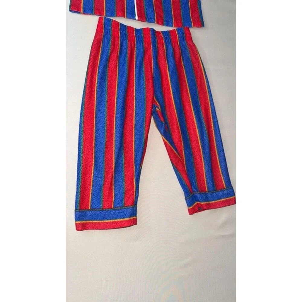 Vintage Tom & Jerry Toddler Pajama Set 2T Stripe Red Blue Flannel
